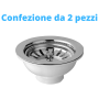 Bonomini Piletta Basket in PVC Bianca per Lavelli - 1"1/2 x Diam. 90 Confezione da due pezzi