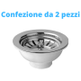 Bonomini Piletta Basket in PVC Bianca per Lavelli - 1"1/2 x Diam. 90 Confezione da due pezzi